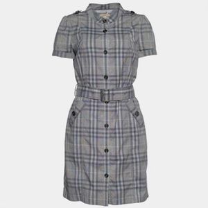 Burberry Brit Grey Nova Check Cotton Belted Mini Dress